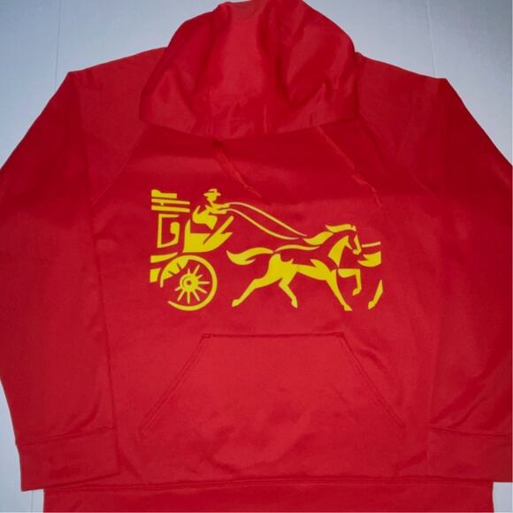 Wells Fargo Bank Hoodie Logo Sweatshirt Red Gold Size XL JERZEES Extra Large Dri - Picture 7 of 7